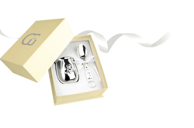 Набор детской посуды, чашка и ложка Bicchiere orsetto 9.80.7152 Greggio Набор детской посуды, чашка и ложка Bicchiere orsetto 9.80.7152 Greggio