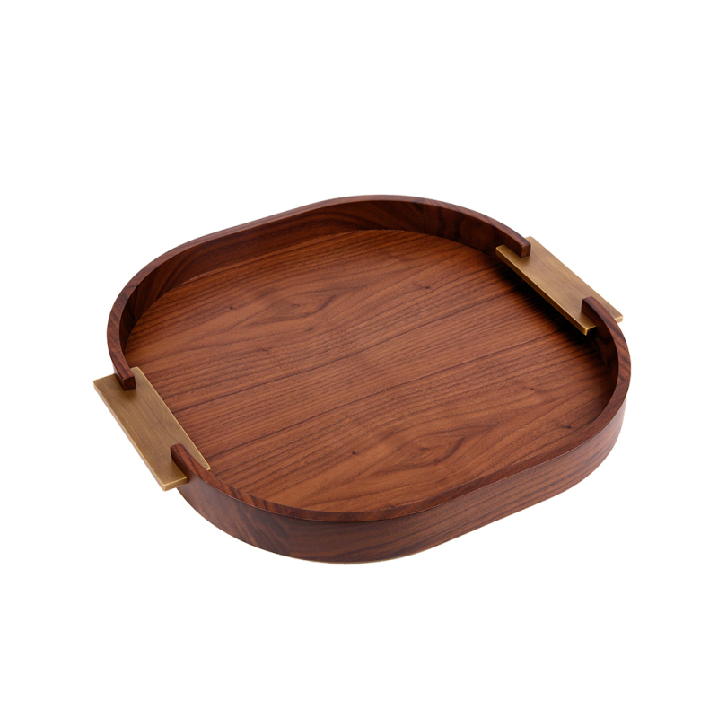 Поднос DAMAROUNDED GV4/MWALNUTANTBRASS RIVIERE